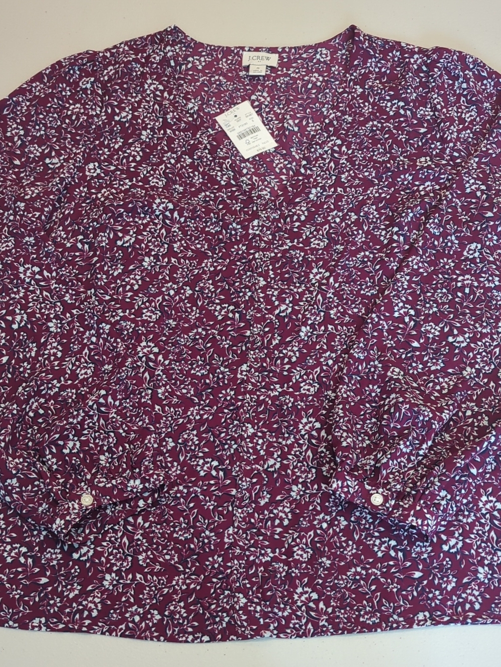 J. Crew Floral V-Neck Blouse